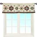 Southwest Tribal Navajo Aztec Fancy Abstract Geometric Ethnic Hipster Design Window Décor Curtain Valance Decorative Rod Pocket 52 X 16 Inches