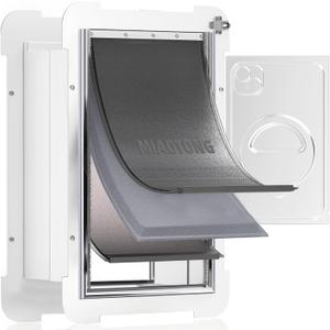 MIAOTONG 3-Flap Dog Door for Wall, Energy-Efficient Insulated Pet Door for Wall, Aluminum Lock Doggy Doors,Steel Frame and Telescoping Tunnel Dog Doors(Pets Up to 100 Lb) -Large