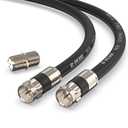 G-PLUG 6FT RG6 Coaxial Cable Connectors Set - High-Speed Internet, Broadband and Digital TV Aerial, Satellite Sky Cable Extension - Weather-Sealed Double Rubber O-Ring and Compression Connectors Black