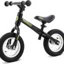 Bobike Toddler Balance Bike with Inflatable Rubber Tires, Kids Push Balance Bike Toys for 18 Month to 4 Year Old Boys Grils Adjustable Seat and Handlebar No-Pedal Training Bike Best Gifts (Black)