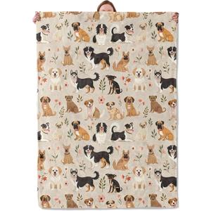 Cute Dog Breeds Theme Blanket Gifts for Women Girls, Soft Warm Lightweight Flannel Throw Blankets for Living Room Home Sofa Travel Decor 50" x 60"