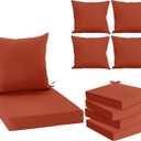 Waterproof Patio Cushions for Outdoor Furniture, Fade Resistant Back Pillow and Seat Cushion Set for Couch Replacements, 22 x 22 Inch, Rust, Set of 4
