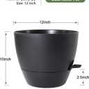WSMKSZ 12 inch Large Self Watering Pots, Flower Plant Pots with Multi Mesh Drainage Holes for Indoor Outdoor Garden Plants and Flowers, Plastic Planters with Removable Deep Reservoir, Black, 12inch 1pc