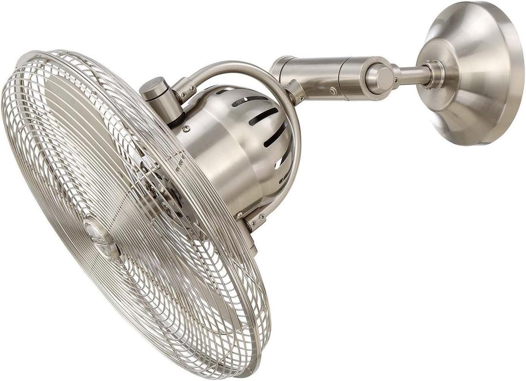 Craftmade Outdoor Wall Mount Fan BW414BNK3 Bellows IV 16 Inch Patio Fans Oscillating with Wall Control, Brushed Polished Nickel