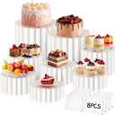 Marsui 8 Pcs Buffet Risers Food Display for Dessert Table Cake Riser Display Stands Acrylic Foldable Cardboard Cake Stands Tall Columns for Parties Birthday Wedding Pillars Decoration (Small)
