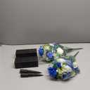 2 Sets Artificial Cemetery Flowers,Memorial Flowers,Beautiful Arrangements for Headstones,Black Plastic vase with Drainage Hole Long Spikes Outdoor Memorials(Dark Blue)