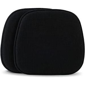 TANYOO Set of 2 Chair Cushion Memory Foam Pads Non Slip Honeycomb Pattern Square 15" x 16" Seat Cover Ultimate Comfort and Softness Cushions(2Pack,Black)