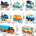 9 Pack Cars Toys for 2 3 4 5 Years Old Toddlers Boys and Girls Gift, Big Transport Truck with 8 Small Cute Pull Back Trucks, Colorful Assorted Vehicles Playset, Carrier Truck with Sound and Light