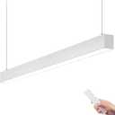 Barrina 5568 Remote Series 4FT LED Linear Light, 2nd-Generation, 45W Seamless Connection, 3000K-6000K Color Changing, Dimmable Hanging Office Shop Light Fixture with Remote Control, White, 1 Pack