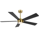 ELEHINSER
54" Ceiling Fan with Light and Remote, Modern Dimmable LED Light, 6-Speed Noiseless Reversible DC Motor, 5 Plywood Ceiling Fan Black/Gold