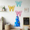 LEIFIDE 3 Pcs Butterfly Decorative Wall Hooks Pastel Butterfly Room Decor Metal Double Prong Hanger Wall Mount for Coat Key Backpack Hat Jewelry Living Room Nursery Bathroom Home Decor