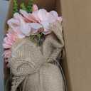 Novabright 4 Packs Artificial Flowers Centerpieces for Tables Decoration Faux Floral Pink Hydrangea in Small Burlap Vases Centerpiece Bouquets for Spring Easter Table Wedding Home Office Party