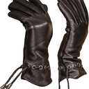 YISEVEN Women's Deerskin Leather Gloves Hand Sewn (8.0"/XL, Black Chain)