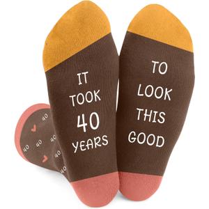 40th Birthday Gifts for Women,Mom Sister Best Friend Wife Girlfriend Grandma Birthday Gifts for Her,Novelty Socks (Brown)