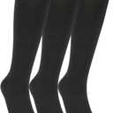 3 Pairs Knee High Cotton/Cool-Max Support Socks for Women & Men (L)