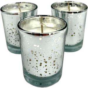 Mister Candle - Citronella Scented Silver Mercury Filled Glass Votive Candles Jar with Soy Wax, Perfect Home Decoration, Wedding Favors Hand Poured in USA (Set of 12) (Citronella)