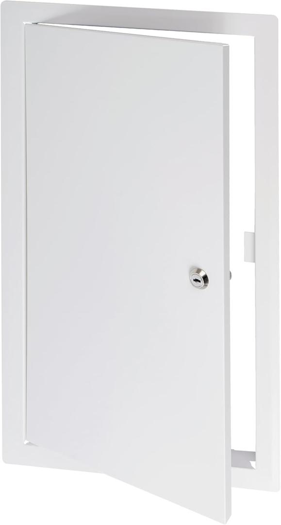 10" x 20" Lockable White Metal Access Panel. Service Shaft Door Panel with Key. Plumbing, Electricity, Heating, Alarm Wall Access Panel for Drywall. Bathroom Services Access Hole Cover.