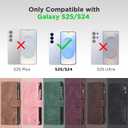 for Samsung Galaxy S25-Wallet Case: for Galaxy S24 Case with RFID Blocking Card Slots (6 Cards) | Soft PU Leather Magnetic Snap Zipper Pocket | Wrist Strap Protective Phone Cover - Black