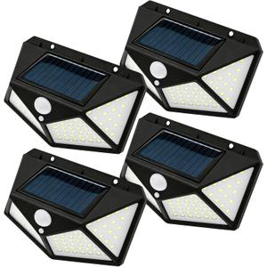 4Pcs Solar RV Light with Motion Sensor Bright 100 LED RV Exterior Light,Black Aluminum Housing 270 Wide Angle Waterproof RV Porch Lights for Courtyards, Garages, Decks