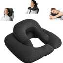 Double Layer Neck Pillow - Ergonomic Desk Headrest, Lumbar Support, Seat Cushion & Travel Pillow for Office Chair, Recliner & Car (Plaid Black, 15.7x11.8x6.3 inches)