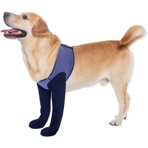 COODEO Dog Socks & Paw Protectors - Front Paws Only, Non-Slip Waterproof Dog Boots to Prevent Paw Licking, Protect Wounds & Aids Post-Surgery Recovery (Purple, XL)