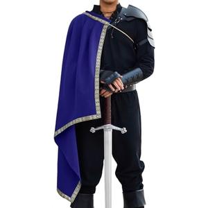 Runcati Mens Renaissance Shawl Half Shoulder Cape Medieval Samurai Cloak LARP Warrior Ren Faire Halloween Costume L