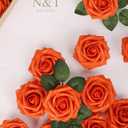 N&T NIETING Artificial Fall Flowers Fake Flowers Orange Roses Perfect for DIY Wedding Bridal Bouquets Centerpieces Bridal Shower Party Home Flower Arrangement Thanksgiving Decorations, 25Pcs