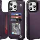 Bizzib for iPhone 16 Pro Wallt Case with Card Holder,Premium PU Leather Kickstand Card Slots Drop Protective Shockproof Rugged Cover Flip Case for Apple iPhone 16 6.3 inch, Dark Purple