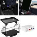 Dashboard Organizer for Tesla,Under Screen Magnetic Storage Box for Tesla Model 3 2025 2023-2017 Model Y 2025-2017 Hideable Shelf to Organizer for Tissue Phone Key Card