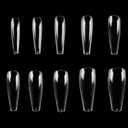 2 x MPNETDEAL 500Pcs Coffin Nails Long Ballerina False Nail Tips Full Cover Fake Artificial Acrylic Nails Extension Tips 10 Size for Nail Salon or Home Use DIY Nail Art Size (Clear)