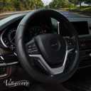 Valleycomfy Microfiber Leather Steering Wheel Cover Universal 15 inch (Black) (Medium(Standard) Size[14.5"-15"])