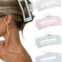 Molans 5Inch Large Hair Claw Clips 4 PCS for Women - Acrylic Hair Accessories for Thick Hair and Long Hair, Big Strong Durable Hair Applique, Oversized Non-slip Rectangle Butterfly Jaw Hair Clips