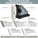 PATENTED ORIGINAL ADJUSTABLE ROLLING KNIFE SHARPENER KIT: Adjustable Height, 30 Angle Options, 5 Removeable Whetstone Plates, Leather Strop with Travel Case - Kitchen Knife Sharpener