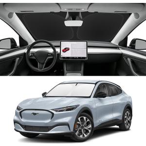 Custom Fit Windshield Sun Shade for Ford Mustang Mach-E 2021-2026, Blocks UV & Heat, Front Window Sunshade Accessories, Easy Fold & Store Keep Your Car Cooler