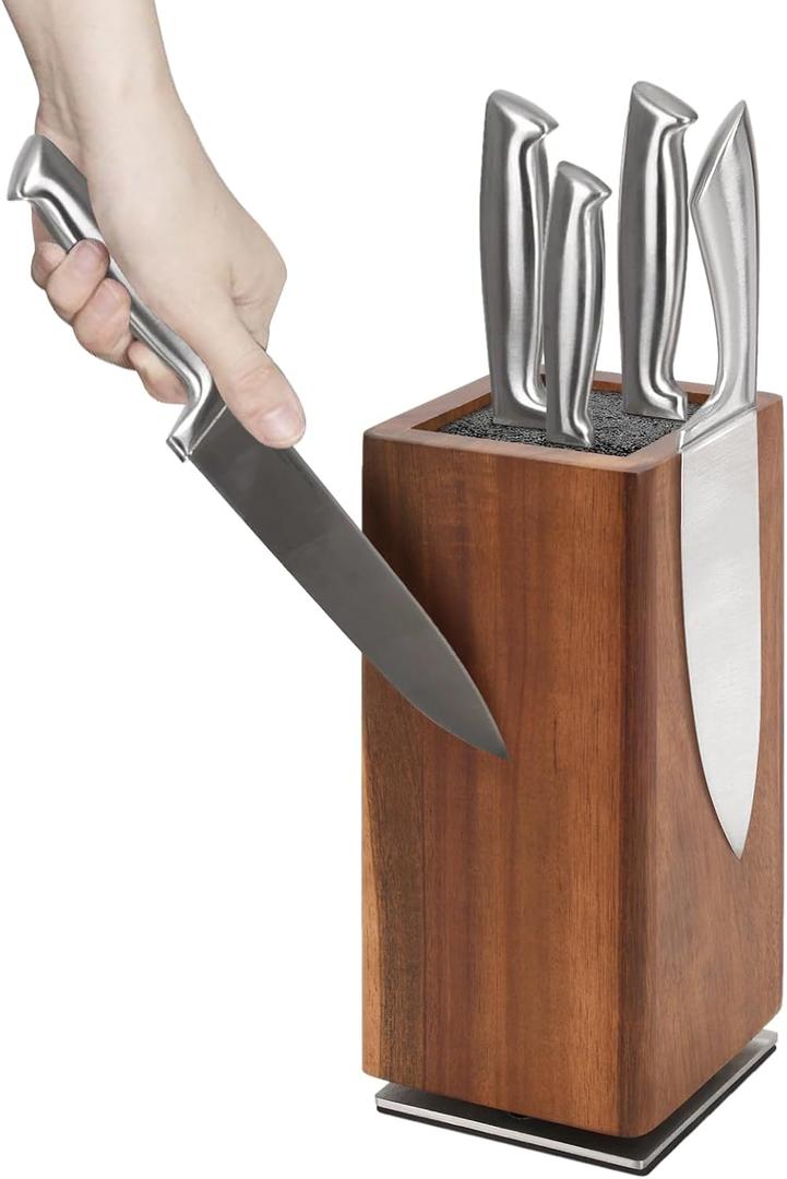 360Rotation Knife Holder-Wood Knife Block-Universal Knife Holders-Kitchen Knife Holder-for Storage of Kitchen Knives