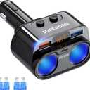 SUPERONE 200W 2-Socket Cigarette Lighter Splitter Power Adapter, USB C Car Charger with 20W Power Delivery 3.0 & QC 3.0 for iPhone 17/16 Pro Max/15/14/13/12/11 Pro/X/8, Samsung, Google Pixel and More (Square)