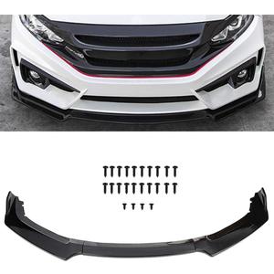 ECCPP 3pcs Front Bumper Lip Splitter fit for compatible with 2016-2019 for Honda Civic Hatchback Glossy Black Trim Protection Splitter Spoiler