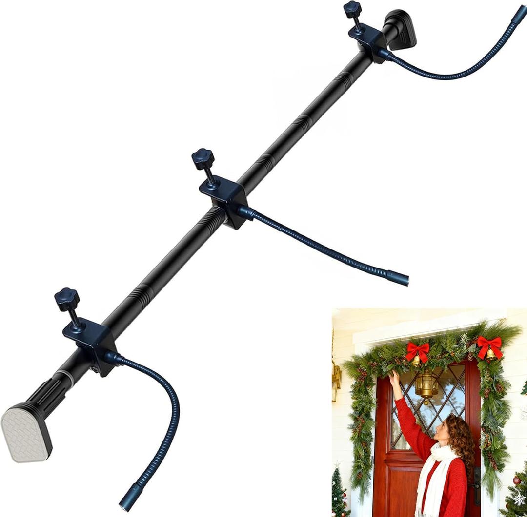 Garland Hanger for Door Frame, Garland Hanger Adjustable Fits 71"- 80" Doors, Heavy-Duty Christmas Decoration Holder for Wreaths, Lights & More, No Screws, Drilling, Glue-Damage-Free (71"- 80")