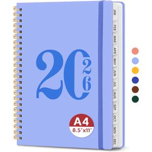 2026 Planner, Weekly and Monthly Calender Planner, Jan 2026 to Dec 2026, Hardcover 2026 Calendar Book with Tabs & Inner Pocket, Office Home School Supplies for Women & Men - A4 (8.5" x 11"), Lavender