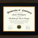 Luminary 15x18 Wood Diploma Frame with 11x14 Opening Black Mat for College Degree Certificate Document, Walnut Color Wooden Frame with Tempered Glass Panel for Wall Mount Display