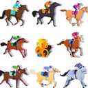 Amyhill 9 Pcs Derby Horse Party Decorations Wooden Horse Racing Table Centerpieces Horse Tabletop Decorations Tiered Tray Decor for Horse Racing Festival Party Supplies Home