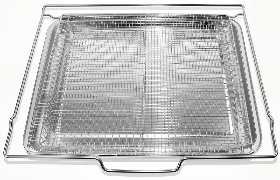 Upgraded Air Fry Tray for 24" Oven with Drip Pan, Compatible with Frigidaire Gallery Wall Ovens with Air Fry, Stainless Steel, Oven Rack Measures 18.5" x 15.8" x 1.75"