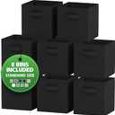 Storage Cubes Pack Of 8 - Standard Size Cube Storage Bin 10.5x10.5x11 With Dual Handles For Easy Carrying- Fabric Storage Bins Collapsible (Black)