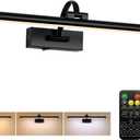 Tassuowell Picture Light Battery Operated with Remote, 3CCT Dimmable Picture Light for Paintings, Black Rechargeable 24 inch Battery Operated Wall Sconce for Art Lighting Gallery Portrait Artwork, 23.6inch