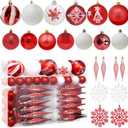 Joiedomi 133 Pcs Red & White Assorted Christmas Ornaments, Shatterproof Christmas Balls Ornaments, Xmas Hanging Decor for Tree Wreath Garland Holidays Indoor/Outdoor Party and Events