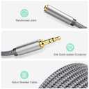 3.5mm Headphone Extension Cable 20ft, Nylon Braided Aux Cord Extender for Smartphones, Tablets, Media Players (No Mic Support)