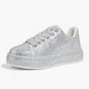 LUCKY STEP Rhinestone Sneakers for Women Platform Sparkly Glitter Bling Tennis Shoes Fashion Bedazzled Wedding Bridal Party Walking Sneakers, Size 6
