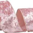 Pink Velvet Wired Edge Ribbon, 2.5 Inch x 10 Yards Crushed Velvet Christmas Ribbon for Christmas Tree Decoration Gift Wrapping Garland Wreaths Bows Making