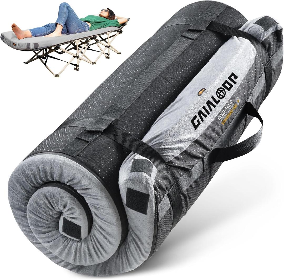 4 INCH Thick Foam Camping Mattress [Car/Tent/Cot] 30D Foam Portable Floor Sleeping Mat Cot Pad Roll Up Mattress for Guests Sleepovers RV Truck Camper (Space Gray)