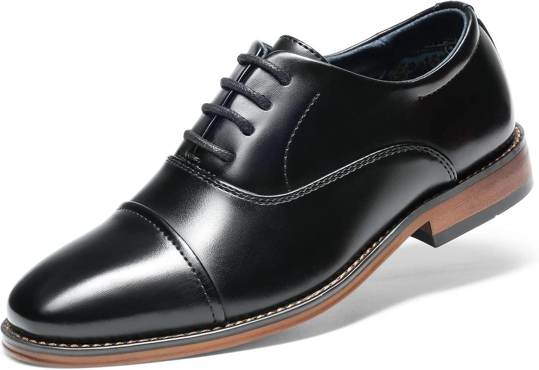 Bruno Marc Boy's Classic Oxfords Dress Shoes (5 Big Kid, Black)